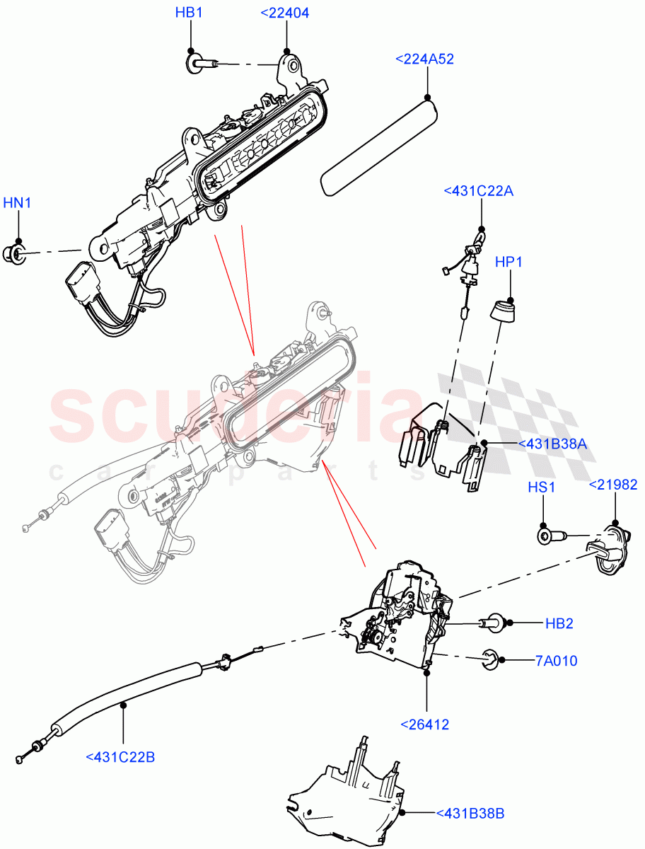 Rear Door Lock Controls (Changsu (China)) of Land Rover Land Rover Range Rover Evoque (2019+) [1.5 I3 Turbo Petrol AJ20P3]
