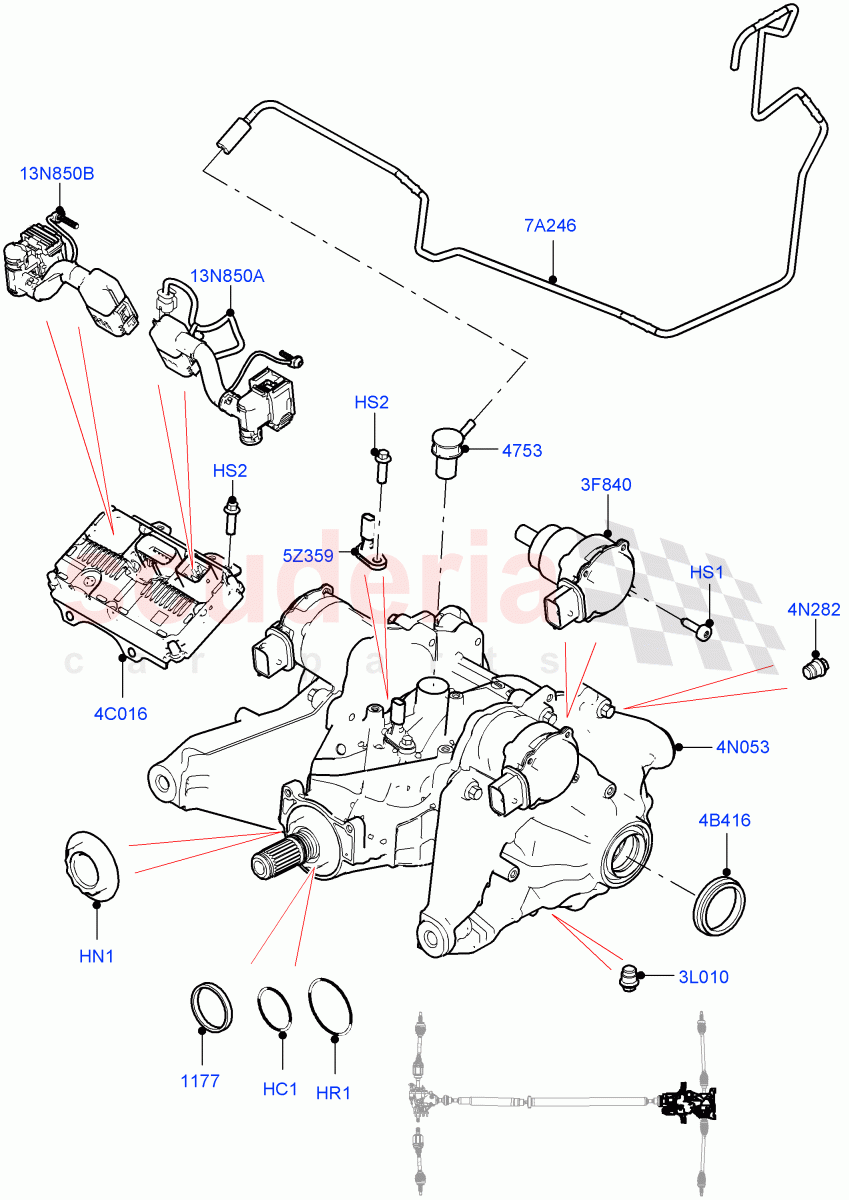 Rear Axle(Halewood (UK),All Wheel Drive,Dynamic Driveline,Electric Engine Battery-MHEV,Less Electric Engine Battery) of Land Rover Land Rover Range Rover Evoque (2019+) [1.5 I3 Turbo Petrol AJ20P3]