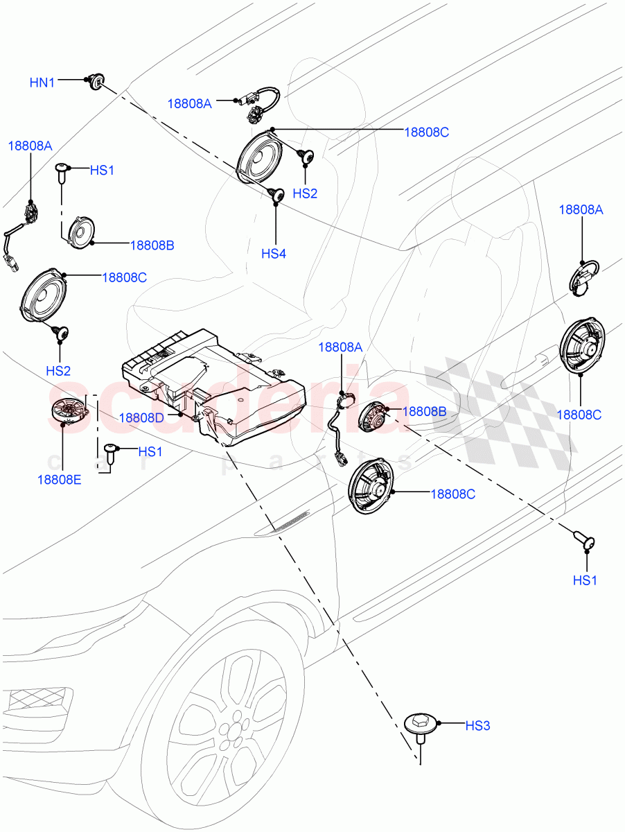 Speakers(Halewood (UK),Hi Line Audio System - 600 W,With Premium Sound System) of Land Rover Land Rover Range Rover Evoque (2012-2018) [2.0 Turbo Petrol GTDI]