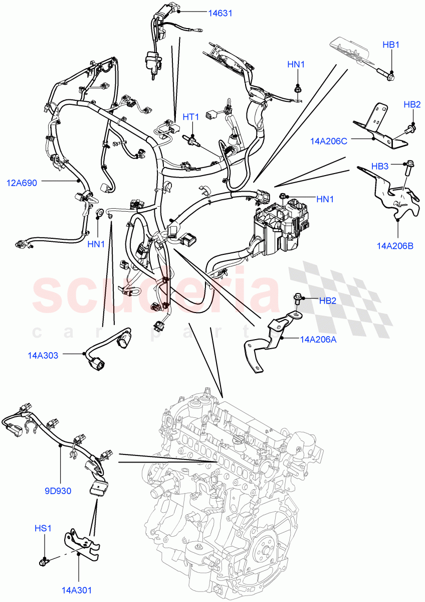 Electrical Wiring - Engine And Dash(Engine)(2.0L 16V TIVCT T/C Gen2 Petrol,Halewood (UK),2.0L 16V TIVCT T/C 240PS Petrol) of Land Rover Land Rover Range Rover Evoque (2012-2018) [2.0 Turbo Petrol GTDI]