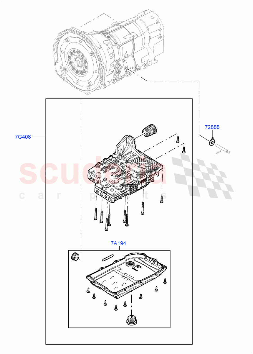 Valve Body - Main Control & Servo's (Nitra Plant Build) (2.0L I4 DSL HIGH DOHC AJ200, 8 Speed Auto Trans ZF 8HP70 4WD, 3.0L DOHC GDI SC V6 PETROL, 3.0 V6 Diesel, 5.0 Petrol AJ133 DOHC CDA) ((V) FROMK2000001) of Land Rover Land Rover Discovery 5 (2017+) [3.0 I6 Turbo Petrol AJ20P6]