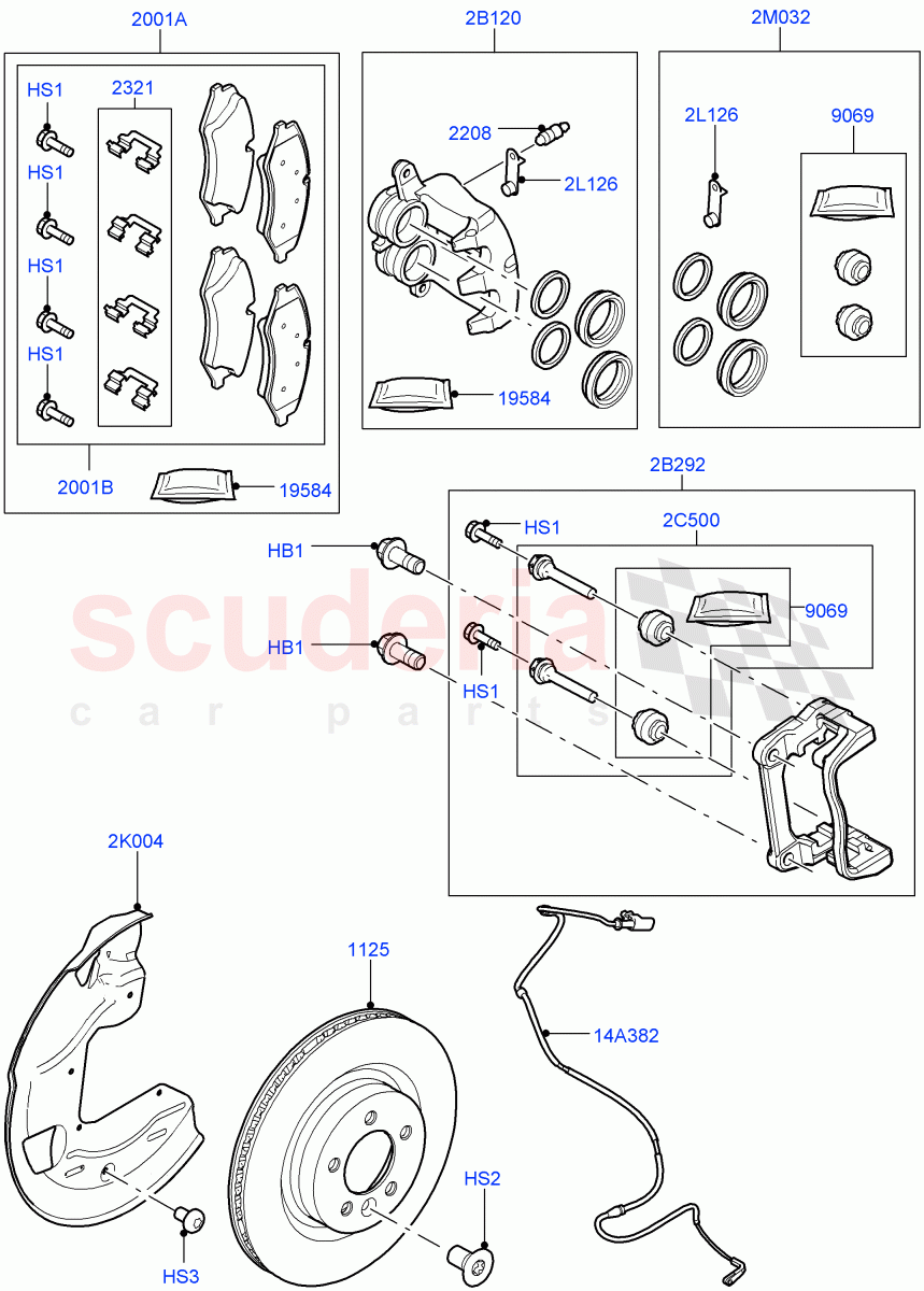 Front Brake Discs And Calipers (3.6L V8 32V DOHC EFi Diesel Lion, 3.0L 24V DOHC V6 TC Diesel, 5.0L OHC SGDI NA V8 Petrol - AJ133) ((V) FROMAA000001) of Land Rover Land Rover Range Rover Sport (2010-2013) [3.6 V8 32V DOHC EFI Diesel]