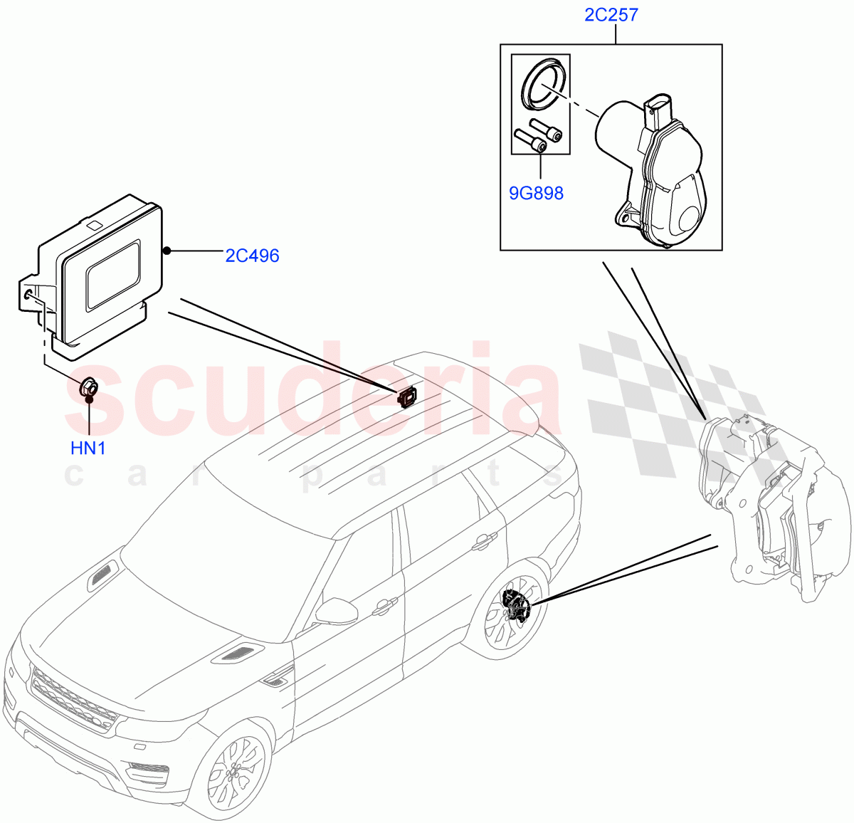 Parking Brake(Electric Parking Brake Actuator And Cables) of Land Rover Land Rover Range Rover Sport (2014+) [2.0 Turbo Petrol AJ200P]