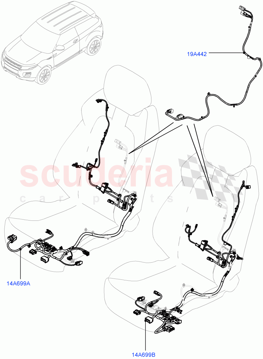 Wiring - Seats(3 Door,Halewood (UK),2 Door Convertible)((V)FROMGH000001) of Land Rover Land Rover Range Rover Evoque (2012-2018) [2.0 Turbo Petrol GTDI]