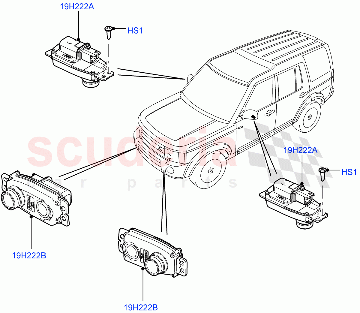 Camera Equipment (Front) ((V) FROMAA000001, (V) TODA999999) of Land Rover Land Rover Discovery 4 (2010-2016) [5.0 OHC SGDI NA V8 Petrol]