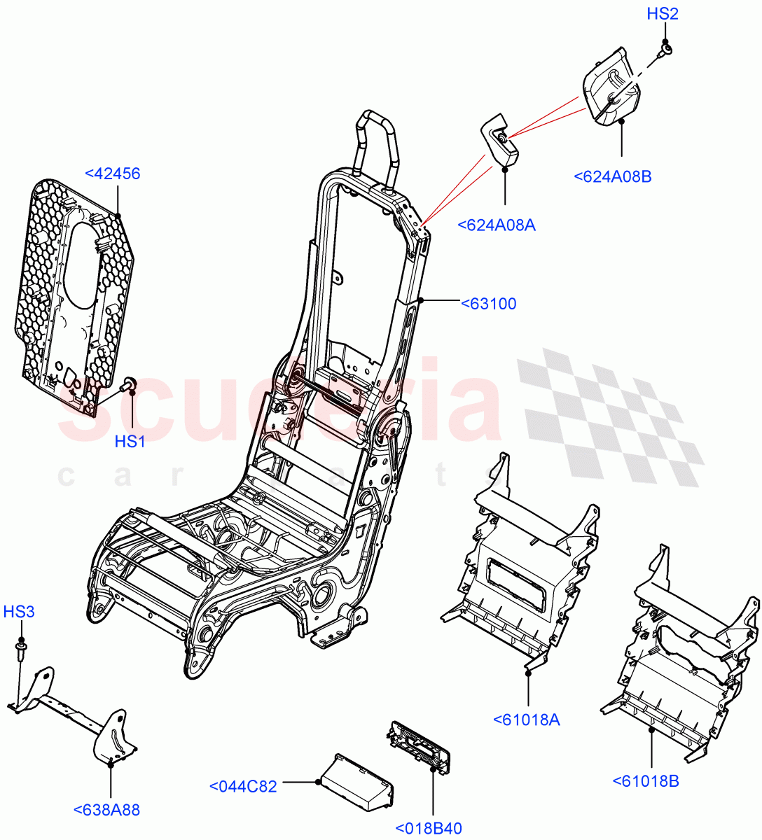 Front Seat Frame(Centre Seat)(Short Wheelbase,Console - Centre Seat,Standard Wheelbase) of Land Rover Land Rover Defender (2020+) [3.0 I6 Turbo Diesel AJ20D6]