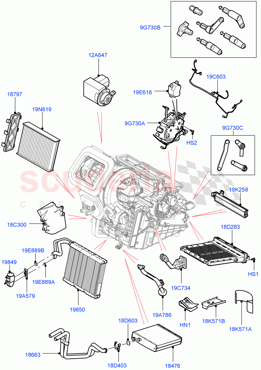 Heater/Air Cond.Internal Components (Main Unit) (Halewood (UK)) ((V) FROMMH000001) of Land Rover Land Rover Discovery Sport (2015+) [2.0 Turbo Diesel AJ21D4]