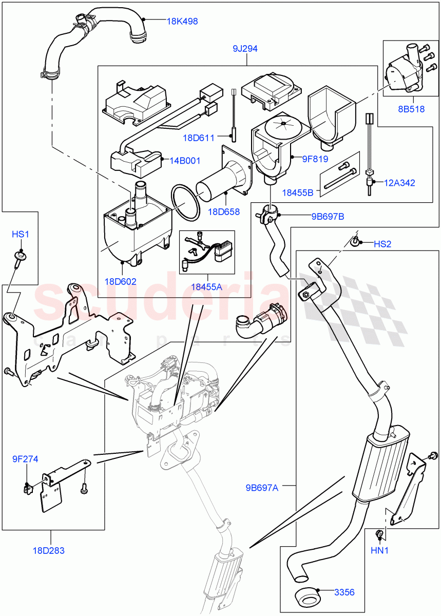 Auxiliary Fuel Fired Pre-Heater(Heater Components)(With Fuel Fired Heater,With Fresh Air Heater)((V)TOHA999999) of Land Rover Land Rover Range Rover (2012-2021) [5.0 OHC SGDI NA V8 Petrol]