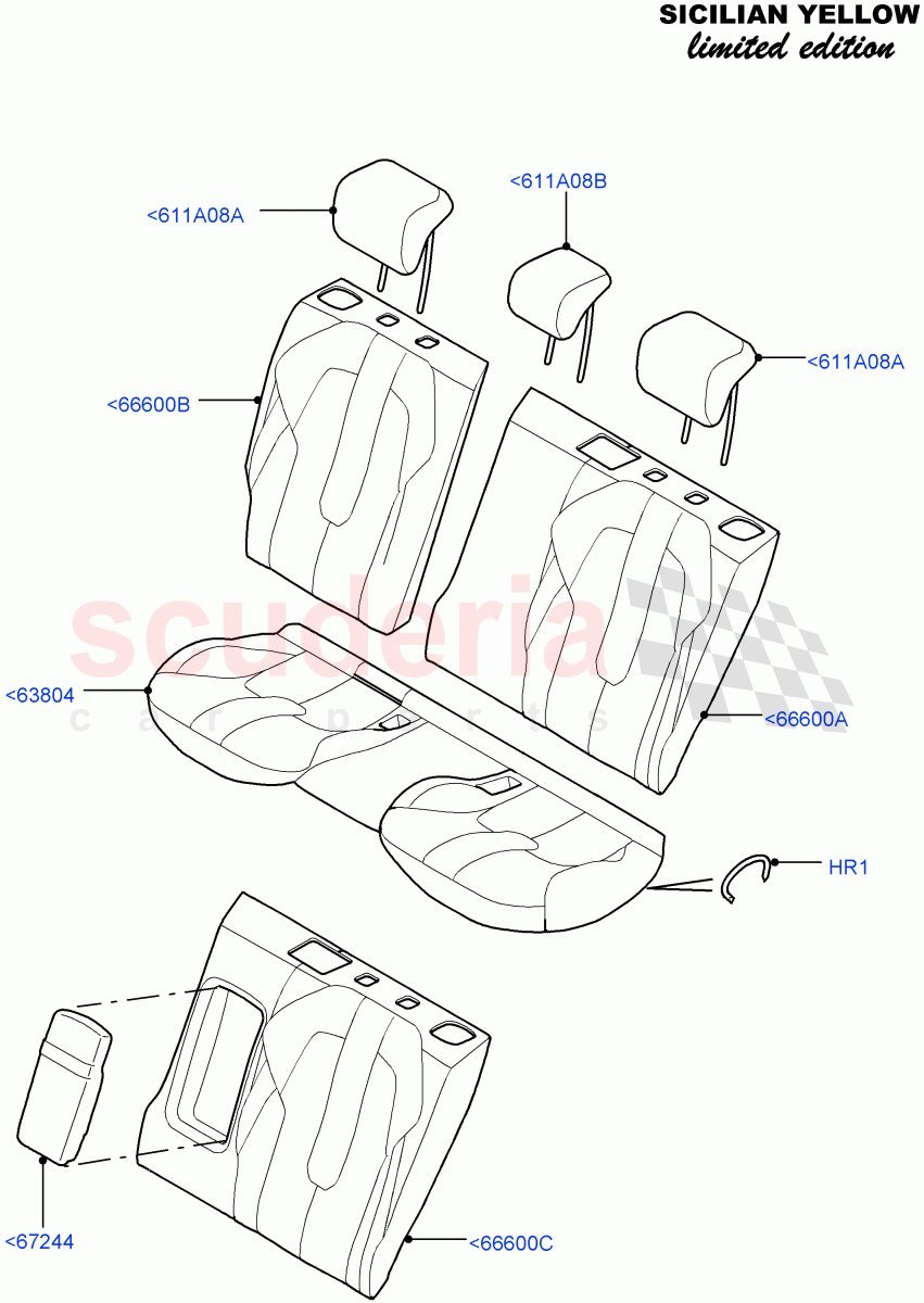 Rear Seat Covers (Sicilian Yellow Limited Edition, Halewood (UK)) ((V) FROMDH000001) of Land Rover Land Rover Range Rover Evoque (2012-2018) [2.0 Turbo Diesel]