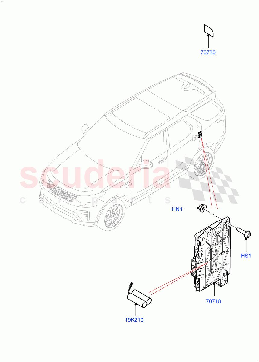 Telematics (Telematics Control Unit, Nitra Plant Build) (TCU Module - Russia, TCU Module - China, TCU Module - ROW, TCU Module - NAS, TCU Module - Turkey) ((V) FROMK2000001) of Land Rover Land Rover Discovery 5 (2017+) [2.0 Turbo Diesel]