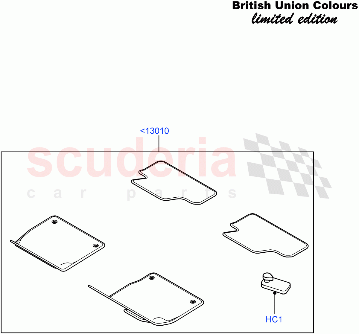 Floor Trim(Halewood (UK),Front Floor Mats-Union Flag Red,Front Floor Mats-Union Flag Cirrus)((V)FROMFH000001) of Land Rover Land Rover Range Rover Evoque (2012-2018) [2.0 Turbo Petrol AJ200P]