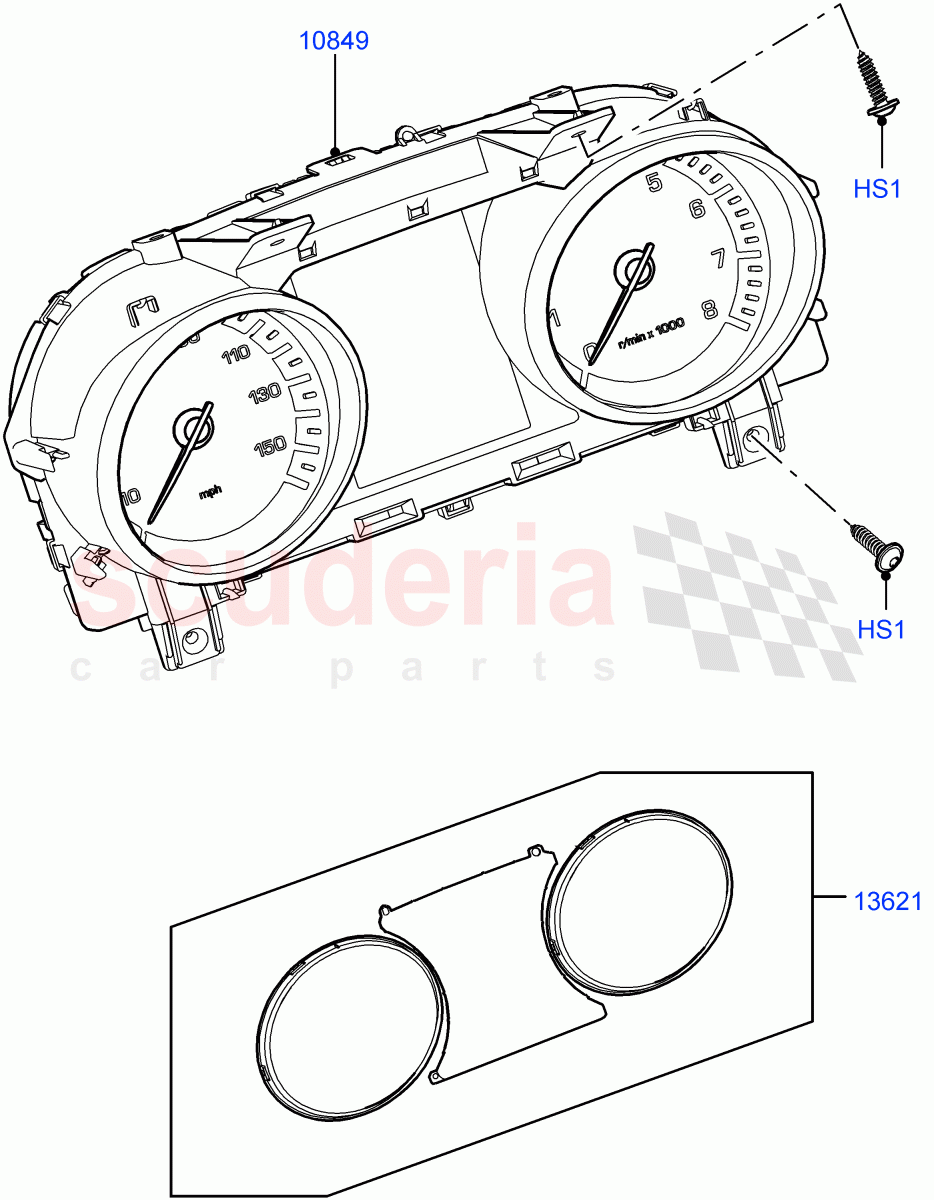 Instrument Cluster (Solihull Plant Build) ((V) FROMHA000001, (V) TOHA999999) of Land Rover Land Rover Discovery 5 (2017+) [2.0 Turbo Diesel]
