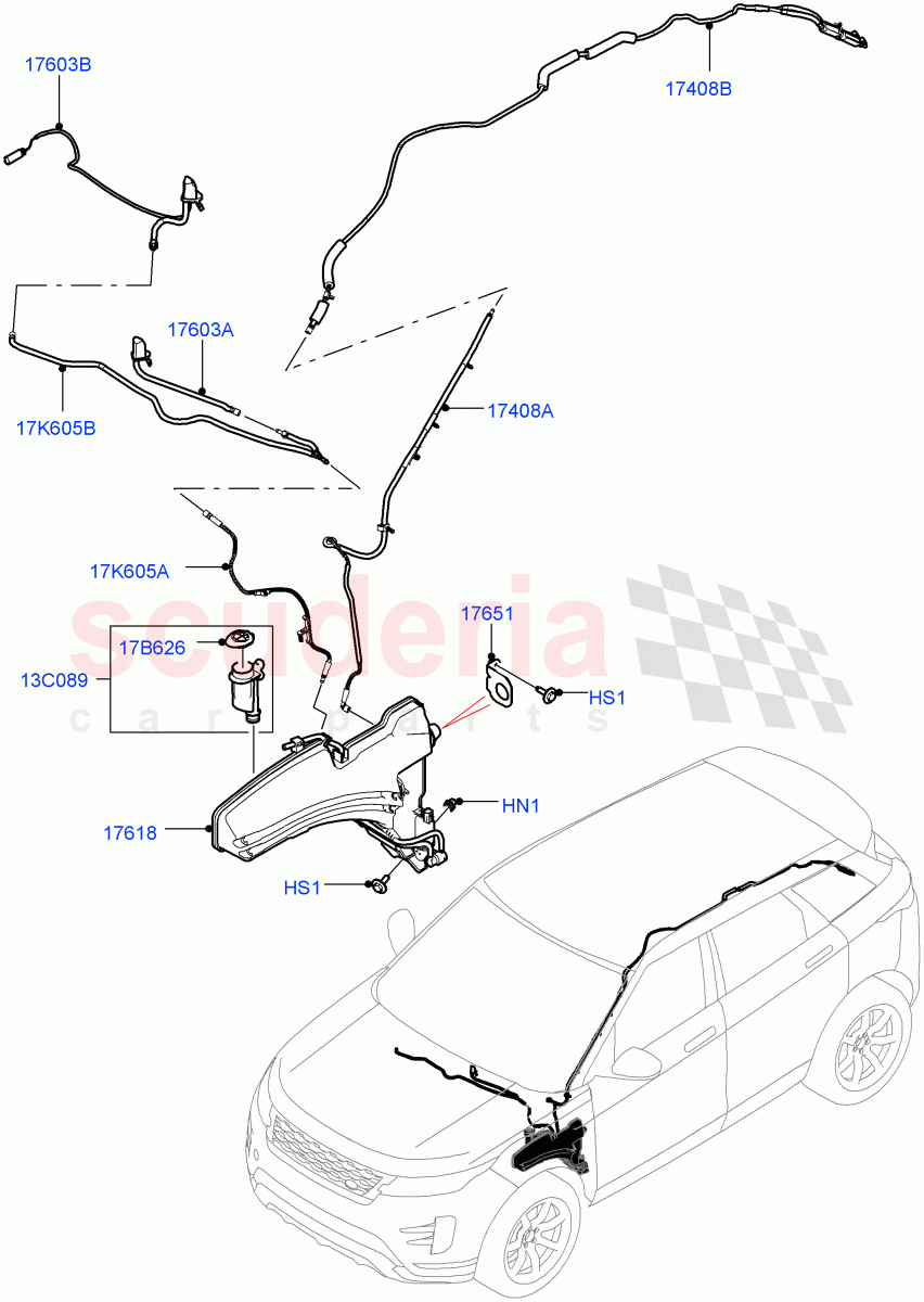 Windscreen Washer(Changsu (China)) of Land Rover Land Rover Range Rover Evoque (2019+) [2.0 Turbo Diesel AJ21D4]