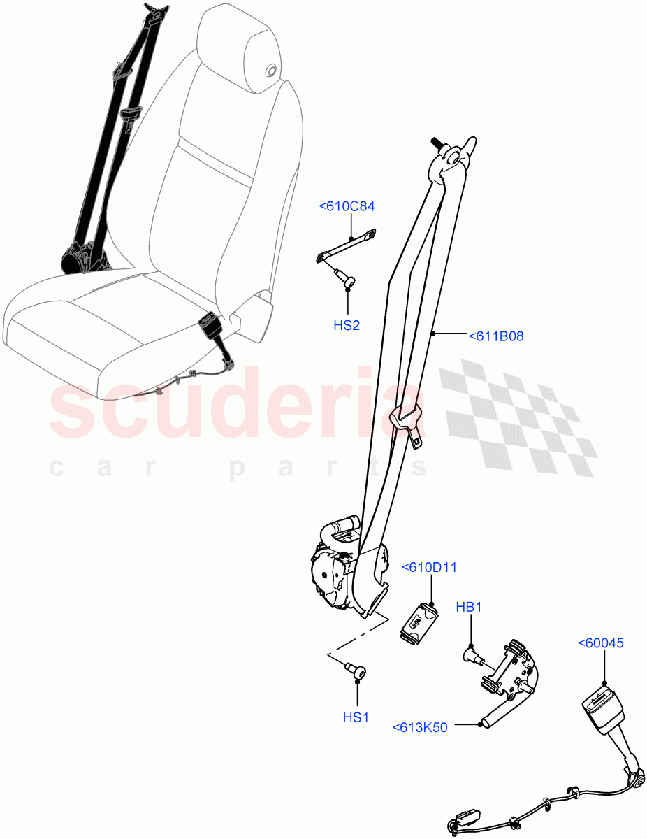 Front Seat Belts(Changsu (China)) of Land Rover Land Rover Range Rover Evoque (2019+) [2.0 Turbo Diesel]