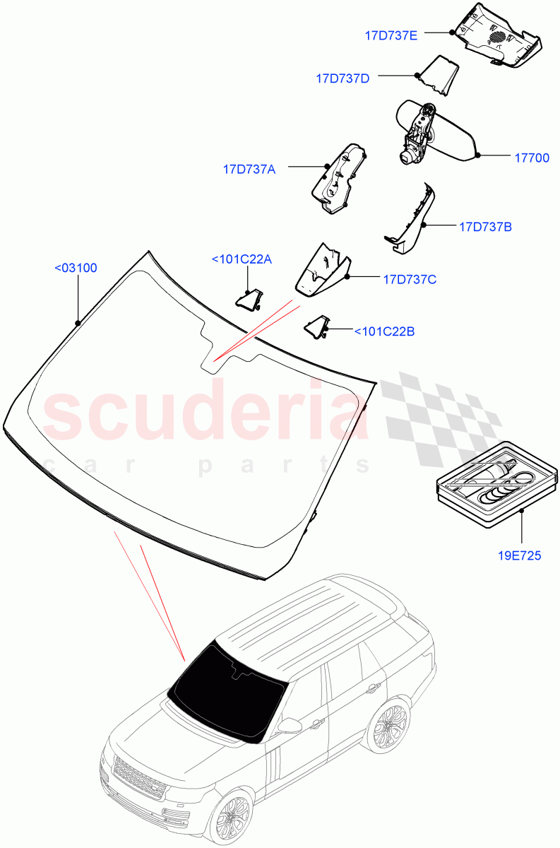 Windscreen/Inside Rear View Mirror of Land Rover Land Rover Range Rover (2012-2021) [3.0 I6 Turbo Petrol AJ20P6]