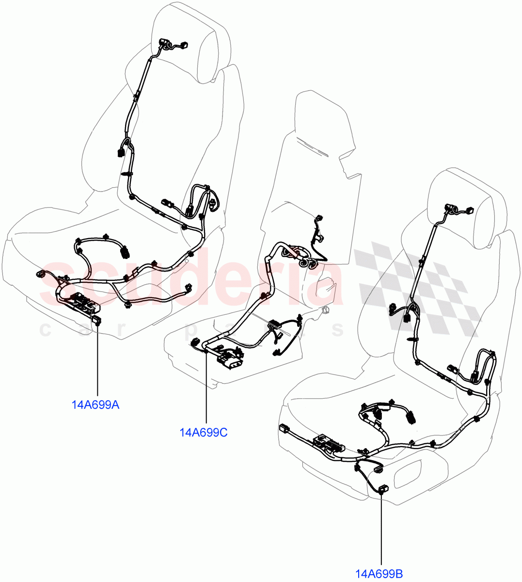 Wiring - Seats (Front Seats) ((V) FROMP2000001) of Land Rover Land Rover Defender (2020+) [5.0 OHC SGDI SC V8 Petrol]
