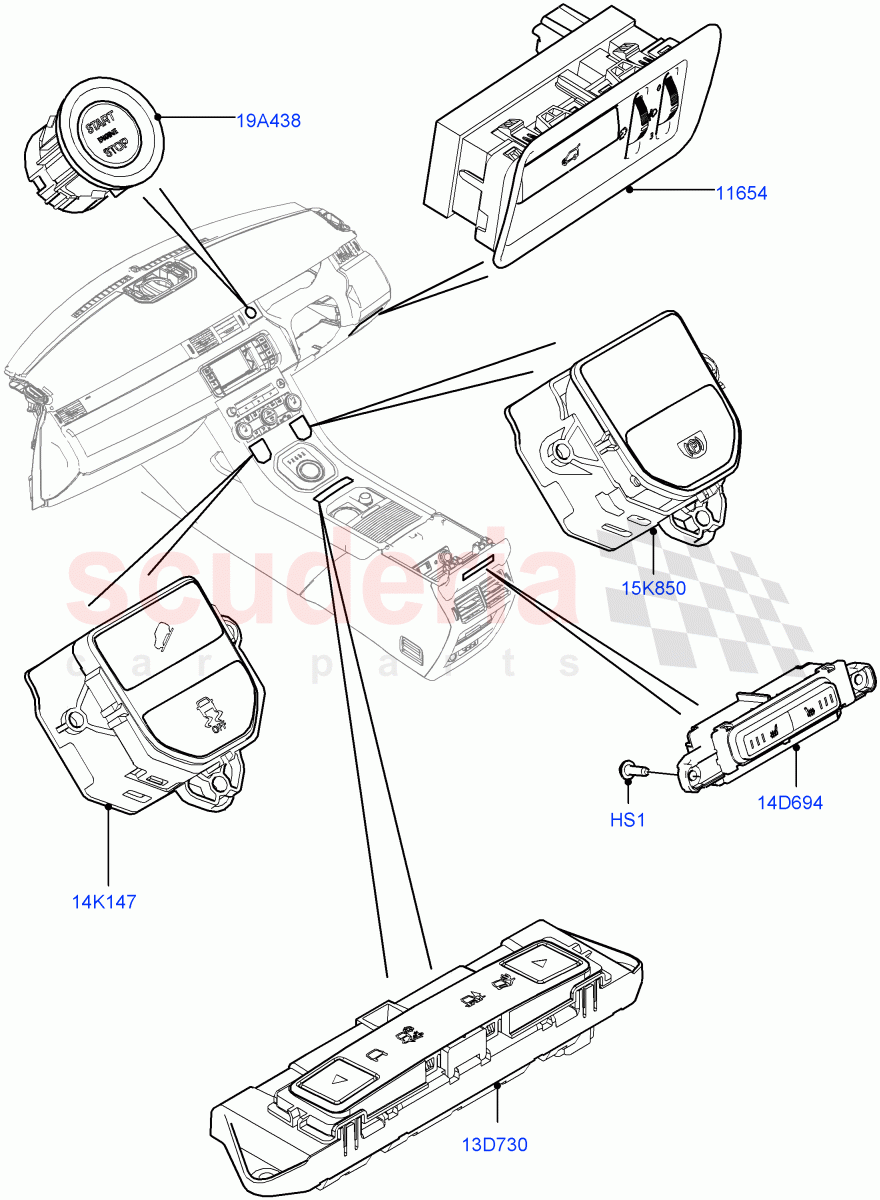 Switches(Facia And Console)(Changsu (China))((V)FROMEG000001) of Land Rover Land Rover Range Rover Evoque (2012-2018) [2.0 Turbo Petrol GTDI]