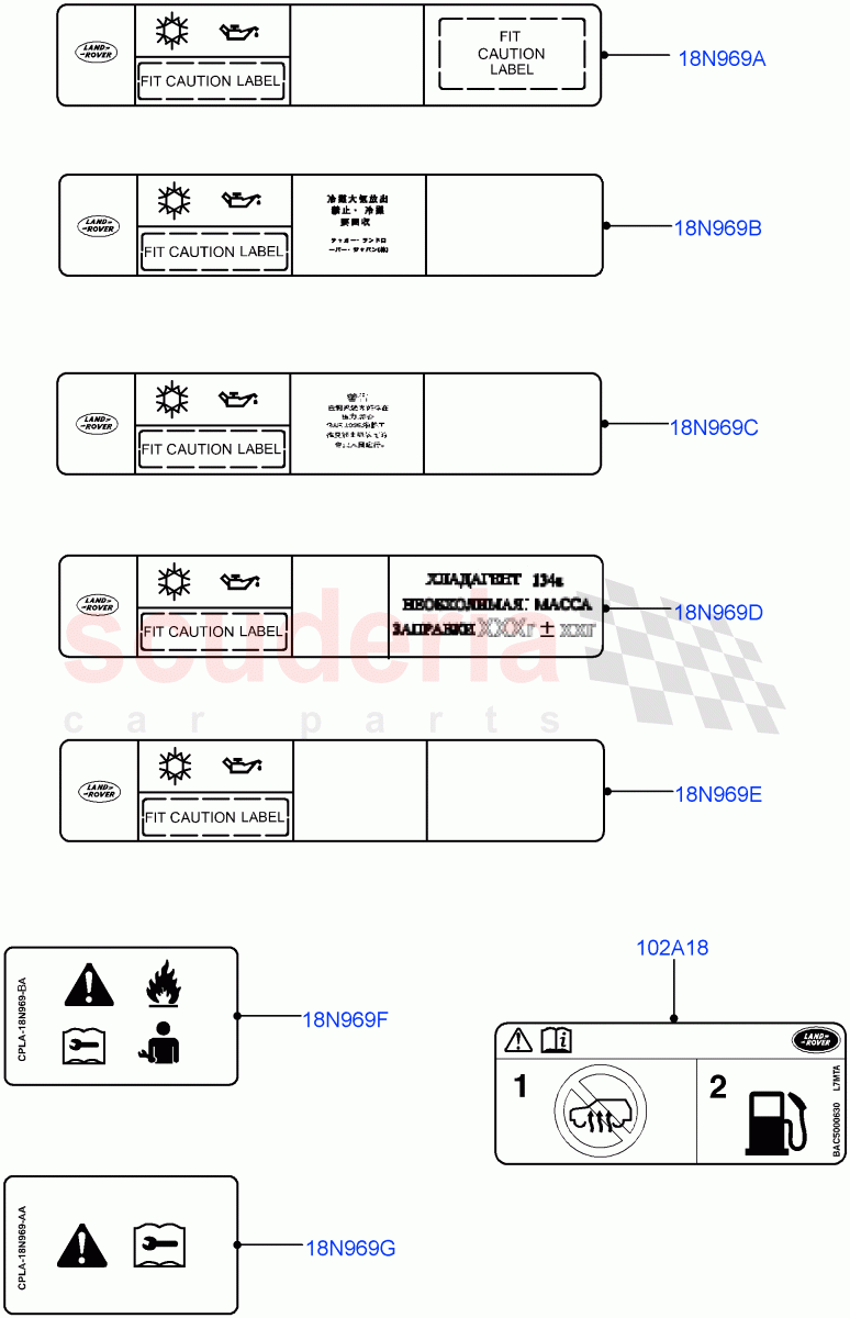 Labels (Air Conditioning, Nitra Plant Build) ((V) FROMK2000001) of Land Rover Land Rover Discovery 5 (2017+) [3.0 I6 Turbo Diesel AJ20D6]