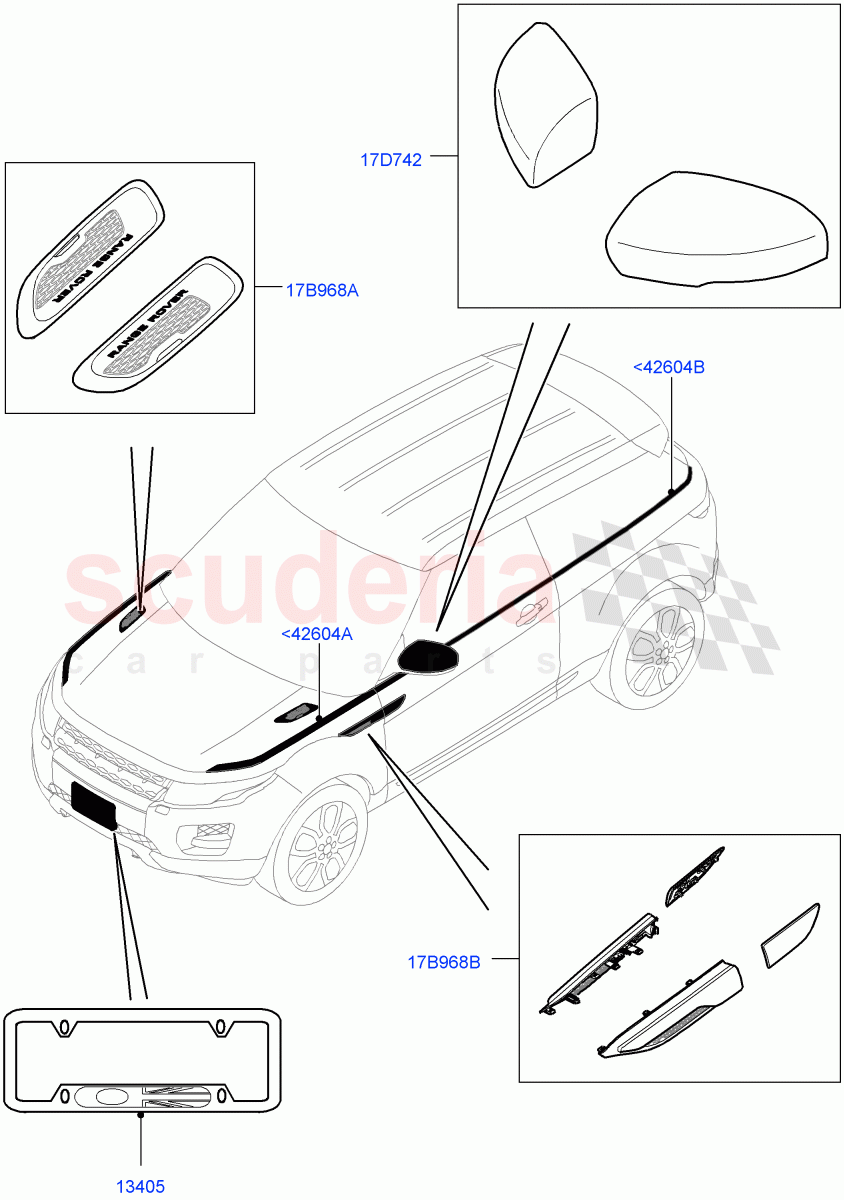 Exterior Body Styling Items(Accessory)(Halewood (UK),Itatiaia (Brazil)) of Land Rover Land Rover Range Rover Evoque (2012-2018) [2.0 Turbo Petrol AJ200P]