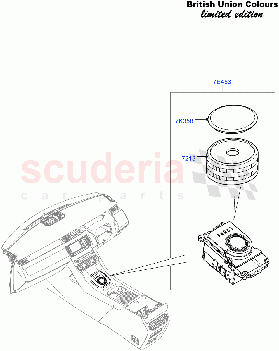 Gear Change-Automatic Transmission(Floor Console, Union Colours LE, Union Mono Colours LE)(9 Speed Auto AWD,Rotary Gearshift Knob - Red)((V)FROMFH000001) of Land Rover Land Rover Range Rover Evoque (2012-2018) [2.0 Turbo Diesel]