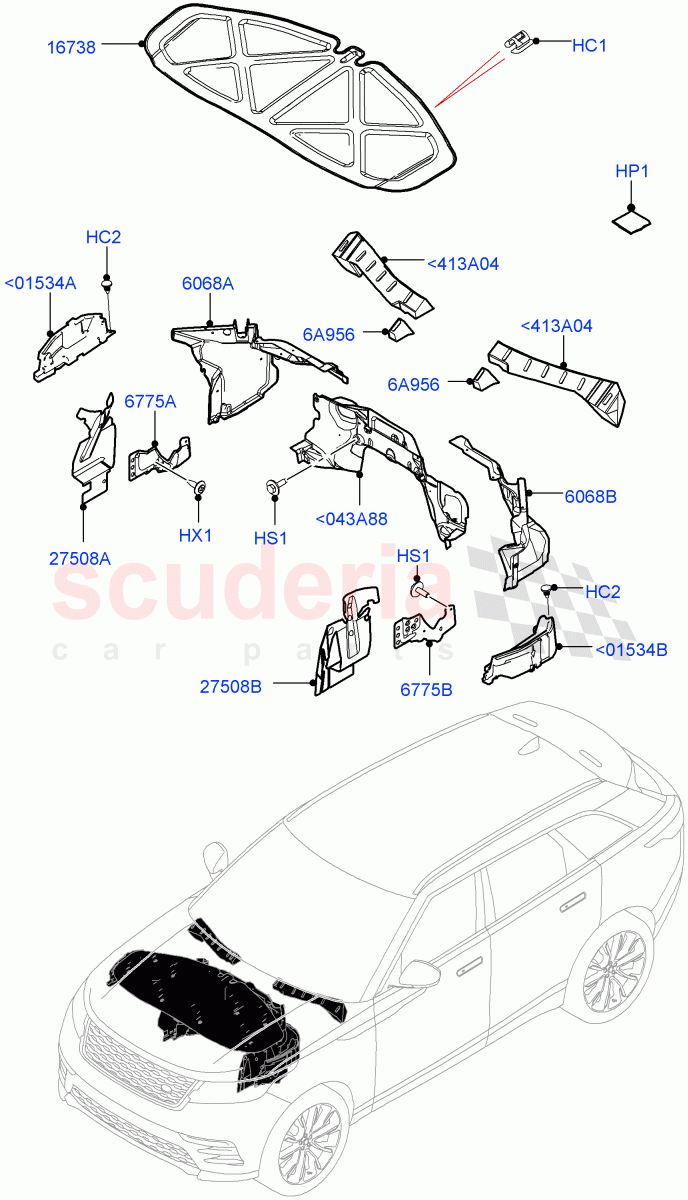 Insulators - Front(Engine Compartment) of Land Rover Land Rover Range Rover Velar (2017+) [3.0 I6 Turbo Diesel AJ20D6]