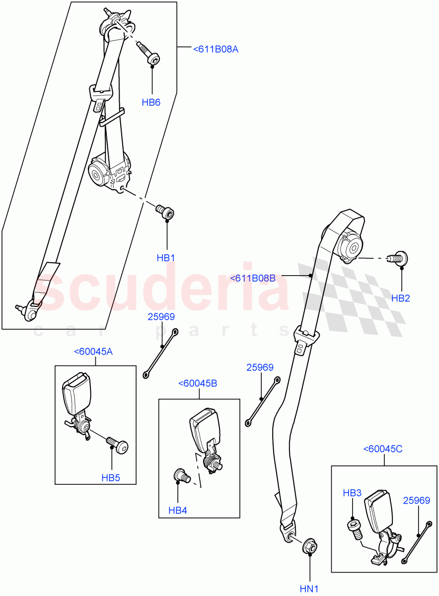 Rear Seat Belts((V)FROMAA000001) of Land Rover Land Rover Range Rover Sport (2010-2013) [3.0 Diesel 24V DOHC TC]