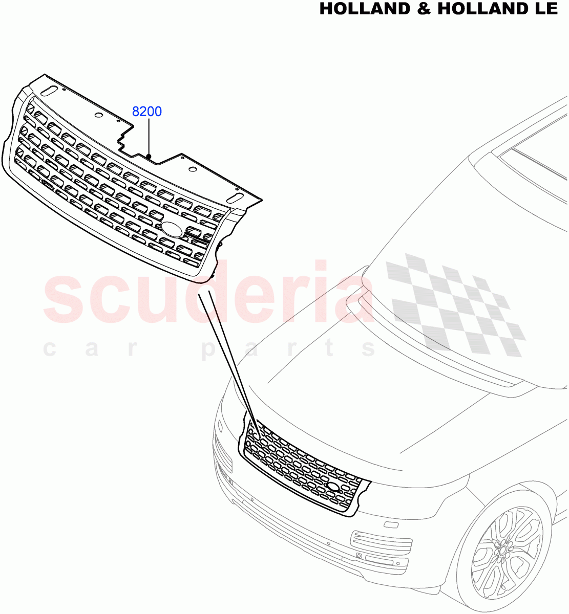 Radiator Grille And Front Bumper(Holland & Holland LE)((V)FROMFA000001,(V)TOHA999999) of Land Rover Land Rover Range Rover (2012-2021) [3.0 I6 Turbo Diesel AJ20D6]