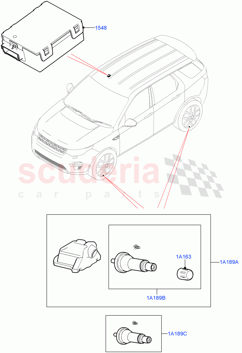 Tyre Pressure Monitor System (Changsu (China), With Tyre Pressure Sensors) ((V) FROMMG136811) of Land Rover Land Rover Discovery Sport (2015+) [1.5 I3 Turbo Petrol AJ20P3]