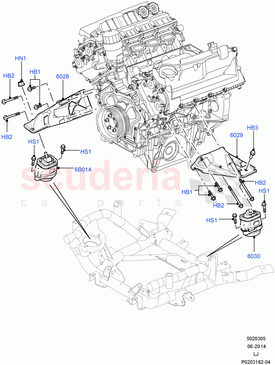 Engine Mounting(5.0L OHC SGDI NA V8 Petrol - AJ133,5.0L OHC SGDI SC V8 Petrol - AJ133)((V)FROMAA000001) of Land Rover Land Rover Range Rover (2010-2012) [4.4 DOHC Diesel V8 DITC]