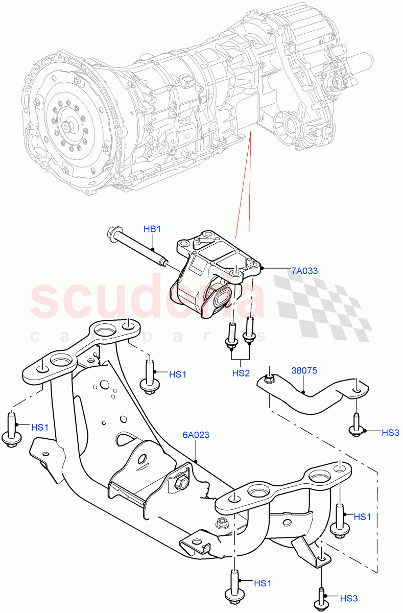 Transmission Mounting (2.0L I4 High DOHC AJ200 Petrol) ((V) FROMJA000001) of Land Rover Land Rover Range Rover Sport (2014+) [2.0 Turbo Petrol GTDI]