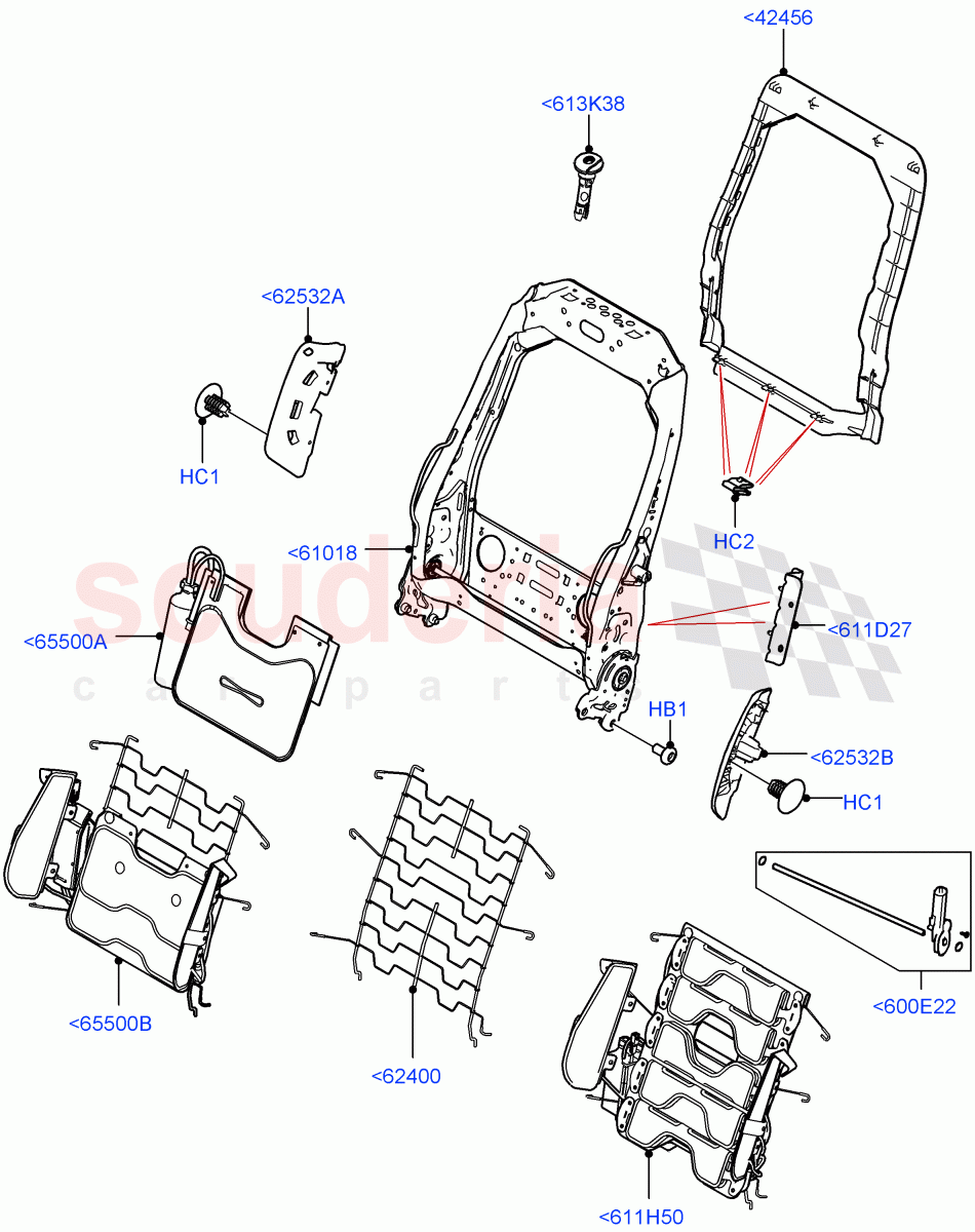 Front Seat Back(Solihull Plant Build)((V)FROMHA000001) of Land Rover Land Rover Discovery 5 (2017+) [3.0 I6 Turbo Diesel AJ20D6]