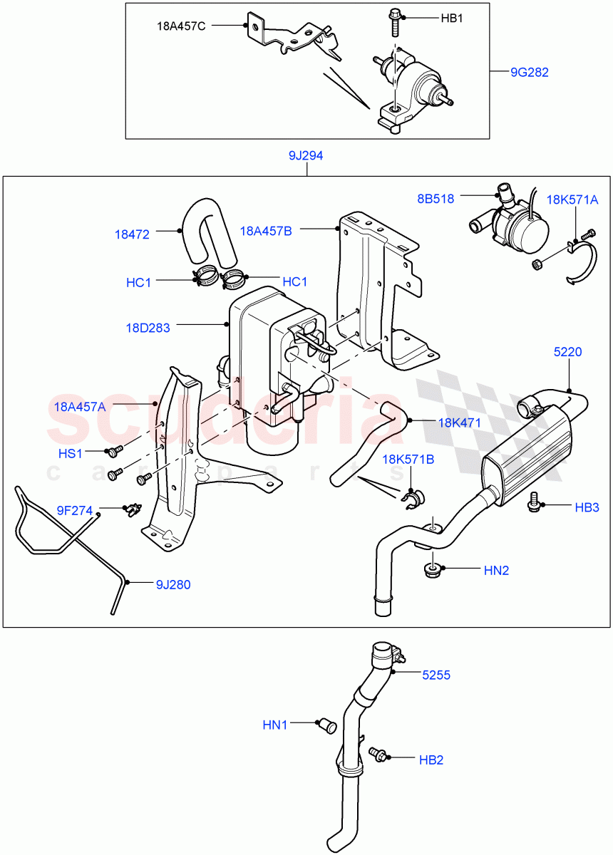 Auxiliary Fuel Fired Pre-Heater (Page B) (With Fuel Fired Heater) ((V) FROMAA000001) of Land Rover Land Rover Range Rover Sport (2010-2013) [3.6 V8 32V DOHC EFI Diesel]