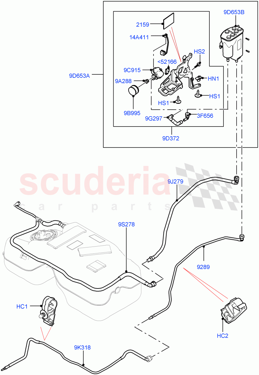 Fuel Lines(2.0L I4 High DOHC AJ200 Petrol,Arabic Language Label,Fuel Tank Filler Neck - DMTL,2.0L I4 Mid DOHC AJ200 Petrol,Iraq Language Label,With ROW Language Label)((V)FROMJH000001) of Land Rover Land Rover Discovery Sport (2015+) [2.0 Turbo Petrol AJ200P]