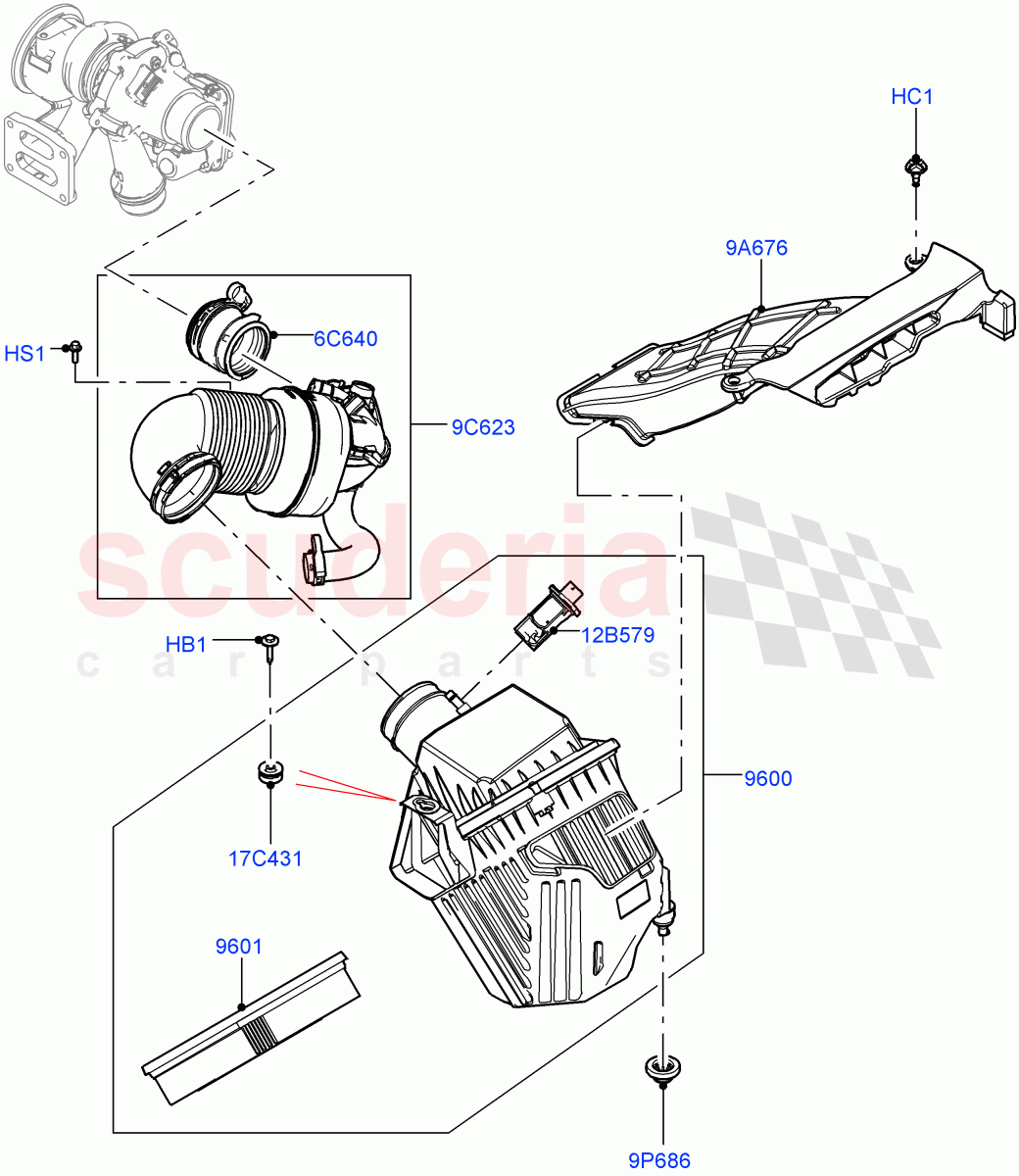 Air Cleaner (2.0L I4 High DOHC AJ200 Petrol, Changsu (China), 2.0L I4 Mid DOHC AJ200 Petrol) ((V) FROMHG379388) of Land Rover Land Rover Discovery Sport (2015+) [2.0 Turbo Petrol AJ200P]