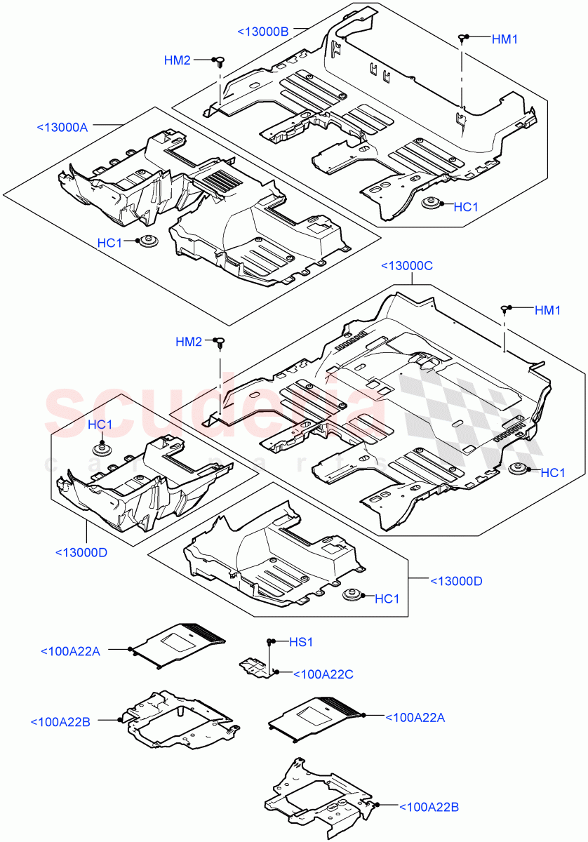 Floor Trim(Floor Carpets)(Standard Wheelbase,Version - X,Version - X-Dynamic,Version - Core,Version - First Edition,Version - LE) of Land Rover Land Rover Defender (2020+) [3.0 I6 Turbo Diesel AJ20D6]