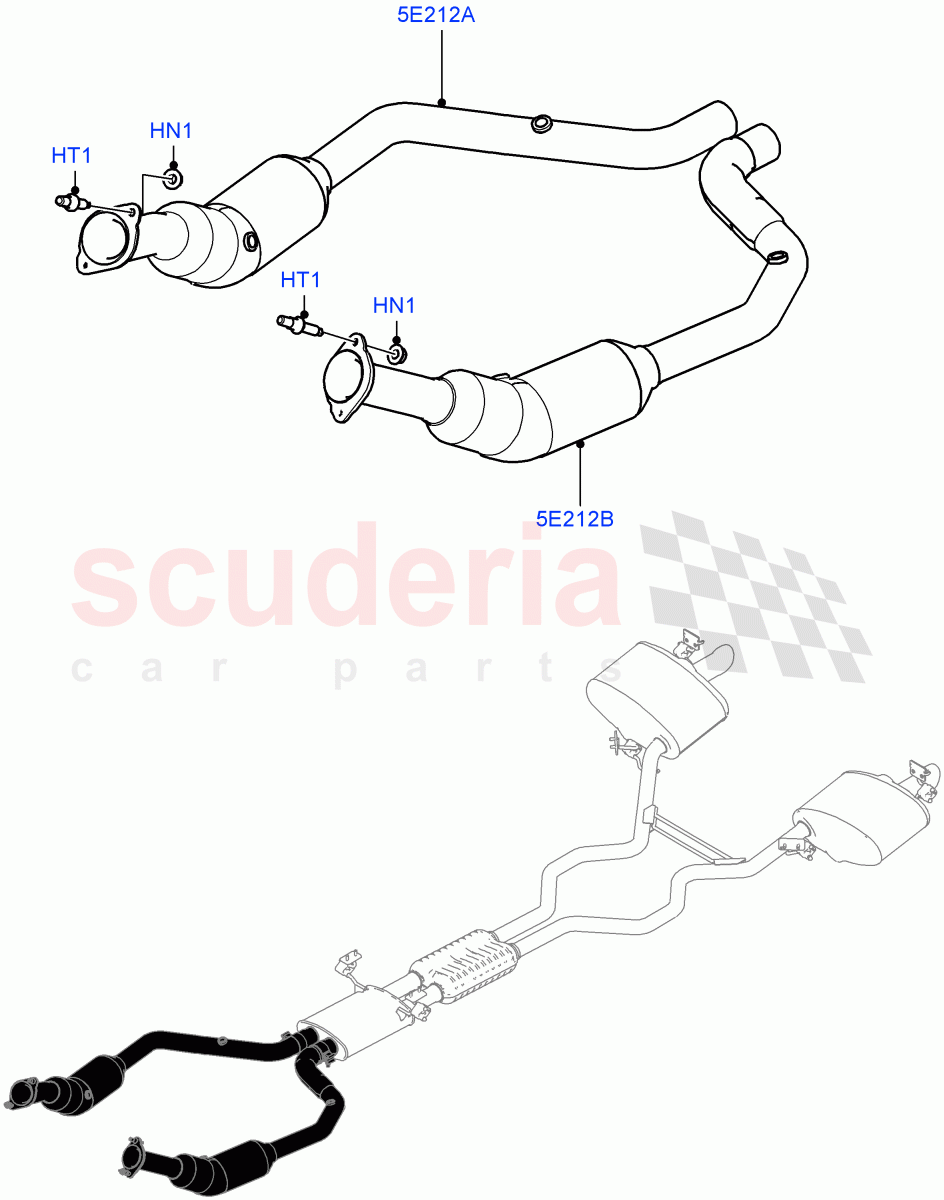 Exhaust System(Front Section)(5.0L OHC SGDI SC V8 Petrol - AJ133)((V)TOHA999999) of Land Rover Land Rover Range Rover Sport (2014+) [5.0 OHC SGDI SC V8 Petrol]