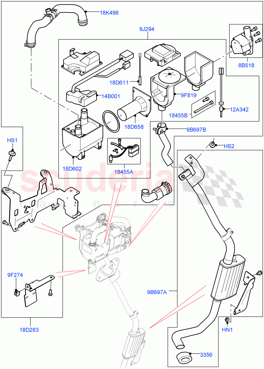 Auxiliary Fuel Fired Pre-Heater (Heater Components) (3.0L DOHC GDI SC V6 PETROL, With Fresh Air Heater) ((V) TOHA999999) of Land Rover Land Rover Range Rover Sport (2014+) [3.0 Diesel 24V DOHC TC]