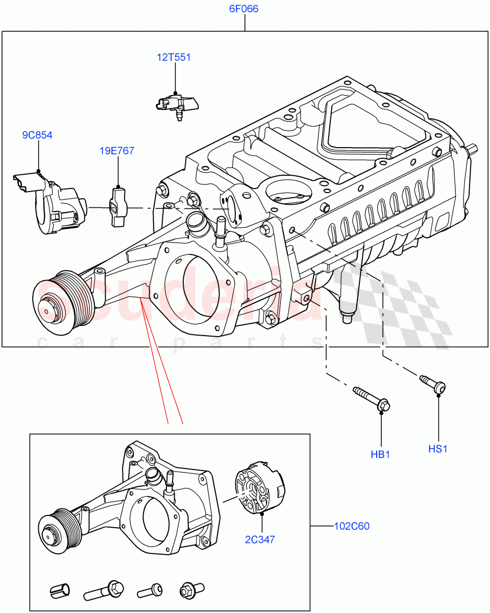 Supercharger(5.0L OHC SGDI SC V8 Petrol - AJ133,5.0 Petrol AJ133 DOHC CDA,5.0L P AJ133 DOHC CDA S/C Enhanced) of Land Rover Land Rover Range Rover (2012-2021) [5.0 OHC SGDI SC V8 Petrol]