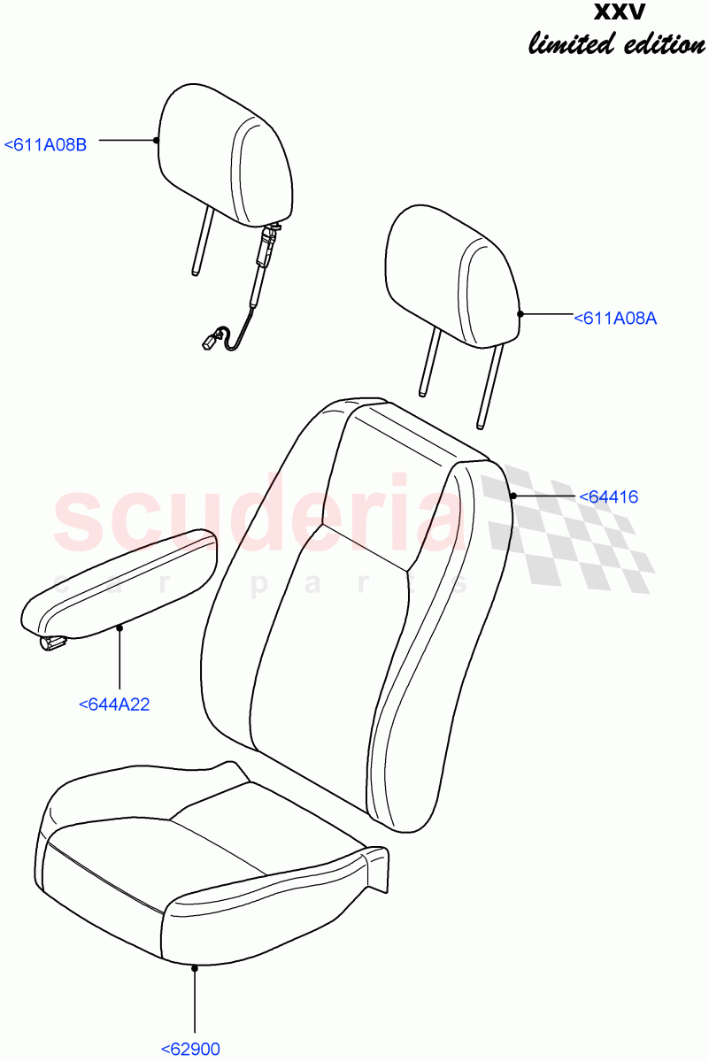 Front Seat Covers(XXV Anniversary LE)((V)FROMEA000001) of Land Rover Land Rover Discovery 4 (2010-2016) [5.0 OHC SGDI NA V8 Petrol]