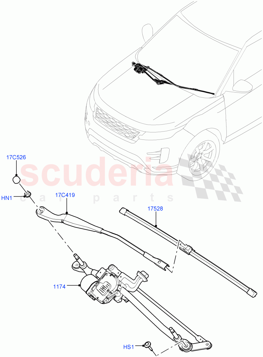 Windscreen Wiper (Itatiaia (Brazil)) of Land Rover Land Rover Range Rover Evoque (2019+) [2.0 Turbo Petrol AJ200P]