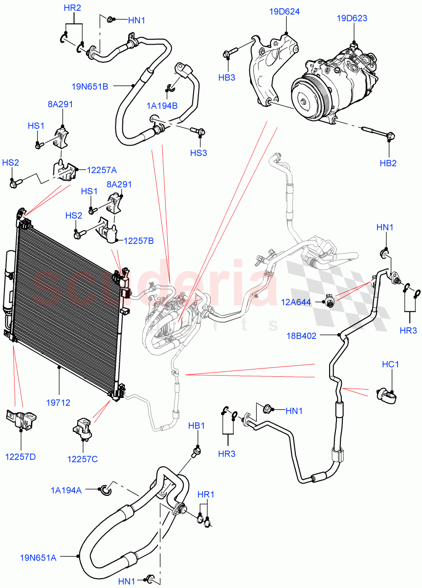 Air Conditioning Condensr/Compressr (Nitra Plant Build, Front) (3.0L AJ20D6 Diesel High) ((V) FROMM2000001) of Land Rover Land Rover Discovery 5 (2017+) [3.0 Diesel 24V DOHC TC]