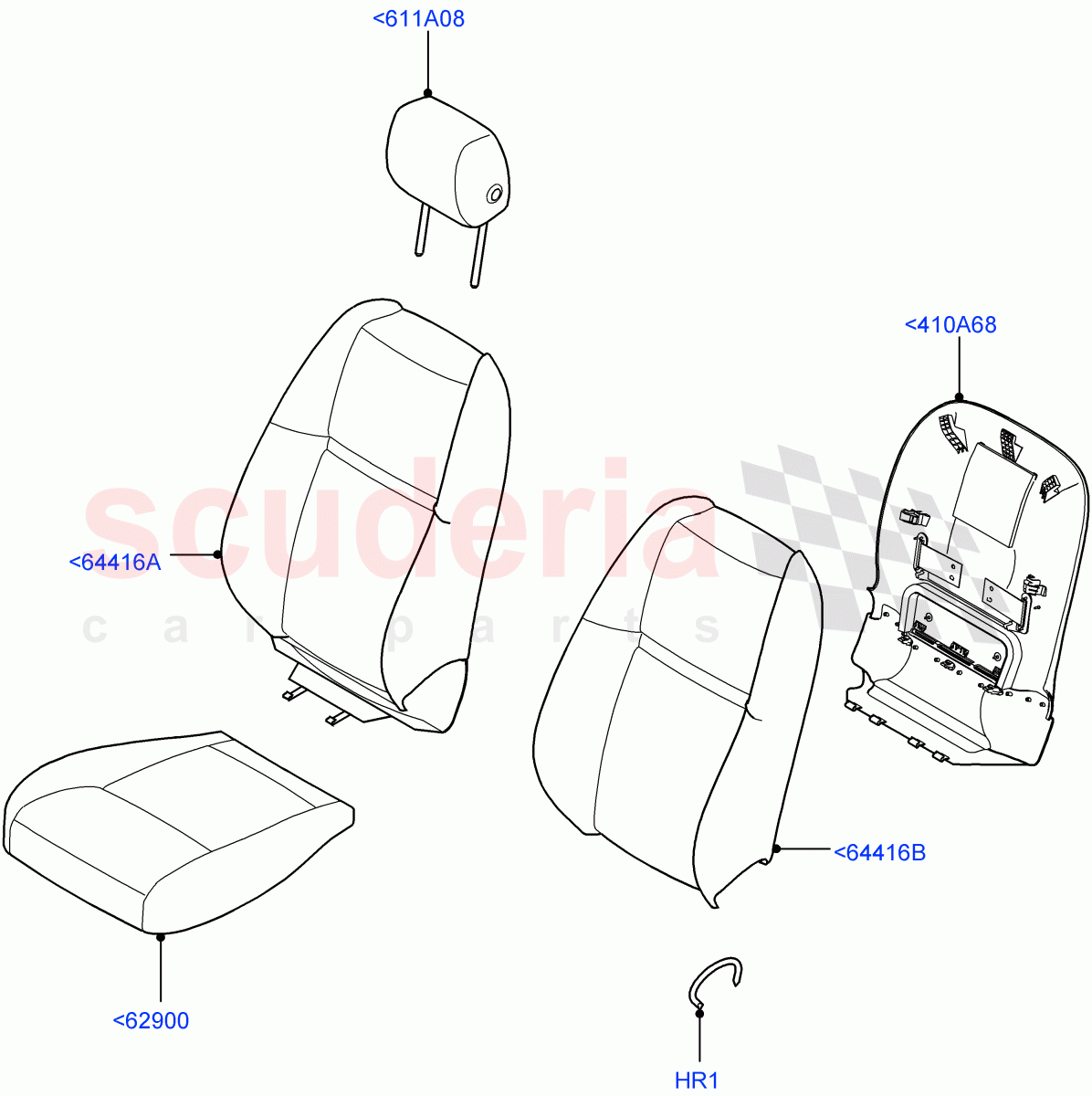 Front Seat Covers(5 Door,Fabric/Suede,Itatiaia (Brazil)) of Land Rover Land Rover Range Rover Evoque (2019+) [2.0 Turbo Petrol AJ200P]