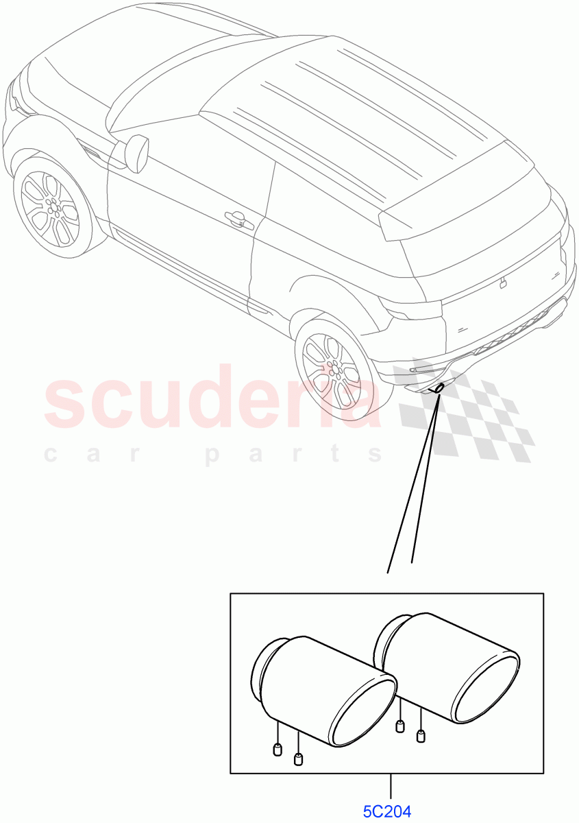 Exhaust Finishers(Accessory)(Halewood (UK),Itatiaia (Brazil)) of Land Rover Land Rover Range Rover Evoque (2012-2018) [2.2 Single Turbo Diesel]