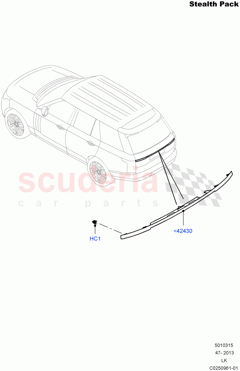 Luggage Compartment Door(Stealth Pack, Finisher And Seals)(With Black Gloss Grille)((V)FROMEA000001,(V)TOHA999999) of Land Rover Land Rover Range Rover (2012-2021) [5.0 OHC SGDI SC V8 Petrol]