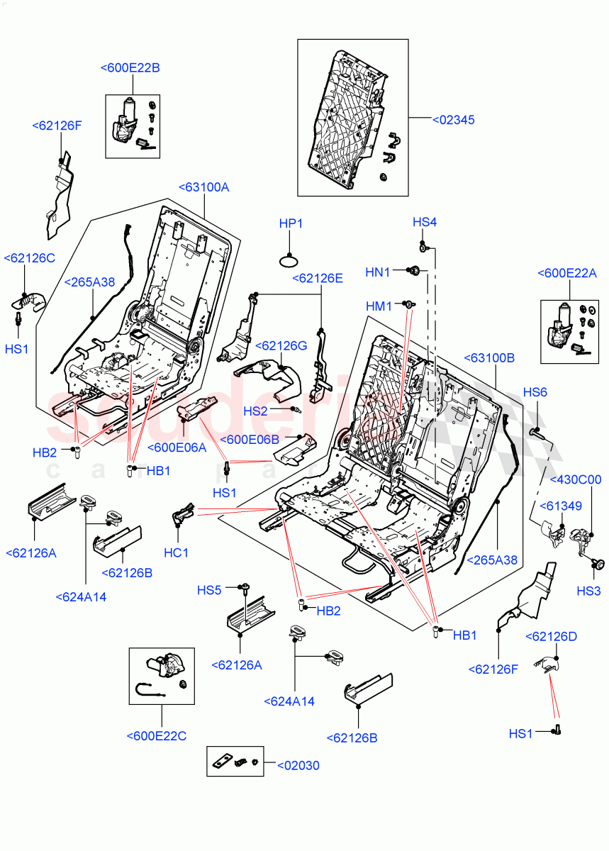 Rear Seat Base(Solihull Plant Build)(Version - Core,60/40 Load Through With Slide)((V)FROMHA000001) of Land Rover Land Rover Discovery 5 (2017+) [3.0 I6 Turbo Diesel AJ20D6]