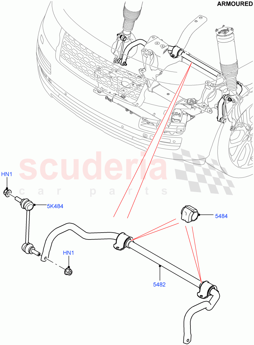 Front Cross Member & Stabilizer Bar(Armoured)((V)FROMEA000001) of Land Rover Land Rover Range Rover (2012-2021) [3.0 Diesel 24V DOHC TC]