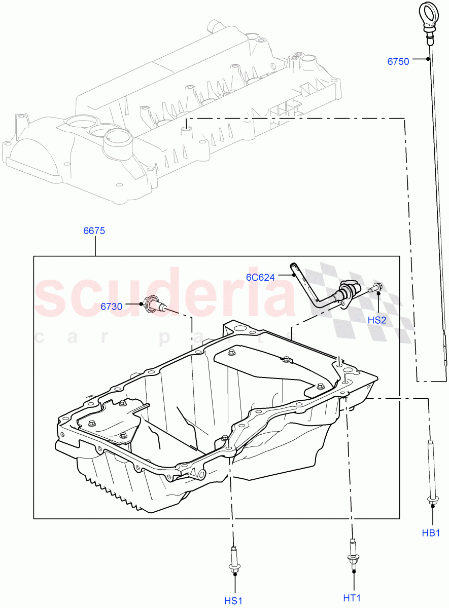 Oil Pan/Oil Level Indicator(2.0L 16V TIVCT T/C 240PS Petrol) of Land Rover Land Rover Range Rover Sport (2014+) [2.0 Turbo Petrol GTDI]