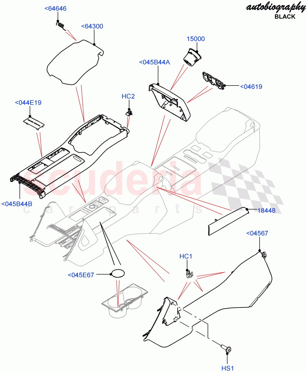 Console - Floor(Front, Autobiography Black / SV Autobiography)(2S AL Leather Diamond,Limited Edition Lux Leather,Perforated Soft Grain Leather)((V)FROMEA000001) of Land Rover Land Rover Range Rover (2012-2021) [2.0 Turbo Petrol GTDI]