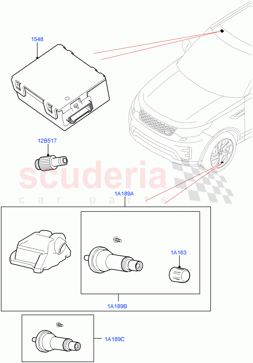 Tyre Pressure Monitor System(Nitra Plant Build)((V)FROMM2450630) of Land Rover Land Rover Discovery 5 (2017+) [3.0 Diesel 24V DOHC TC]