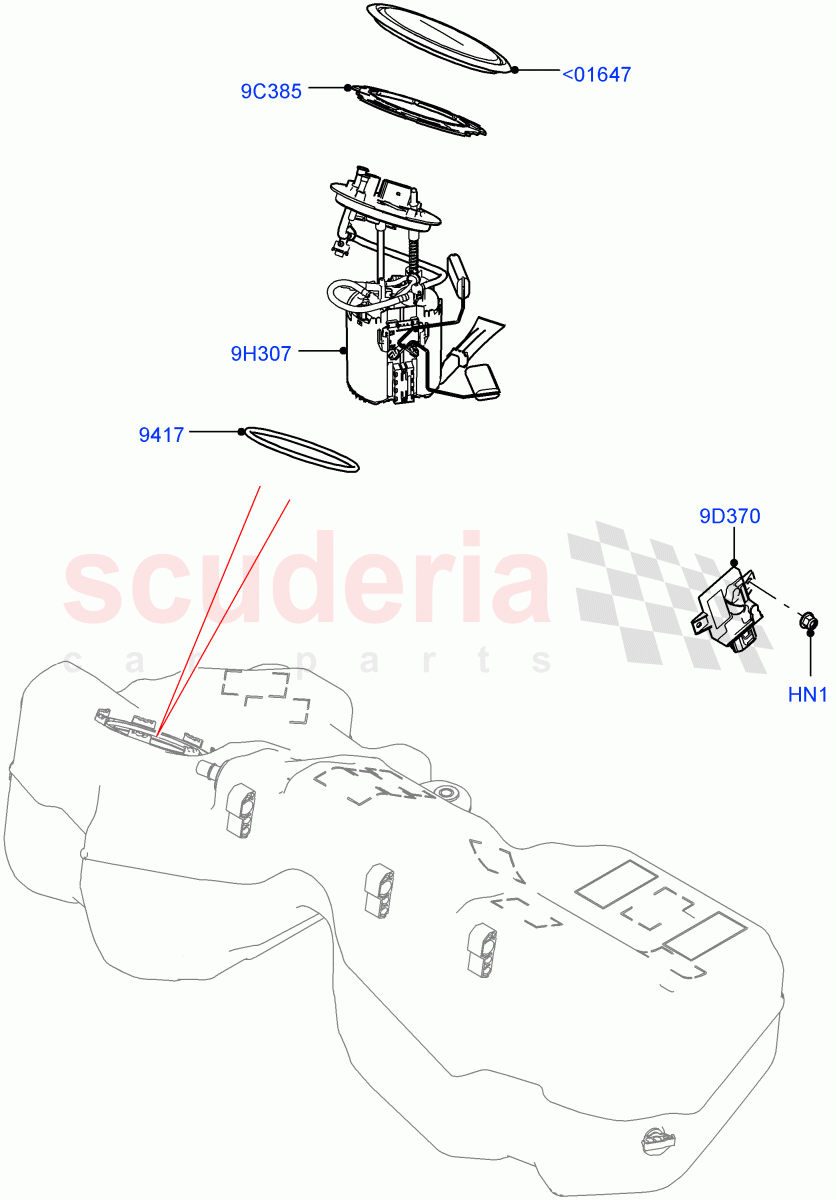 Fuel Pump And Sender Unit(2.0L I4 Mid DOHC AJ200 Petrol,2.0L I4 High DOHC AJ200 Petrol)((V)FROMKA000001) of Land Rover Land Rover Range Rover Velar (2017+) [2.0 Turbo Petrol AJ200P]